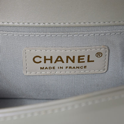 Chanel Iridescent Calfskin Quilted Small Boy Flap Light Grey 6 of 8