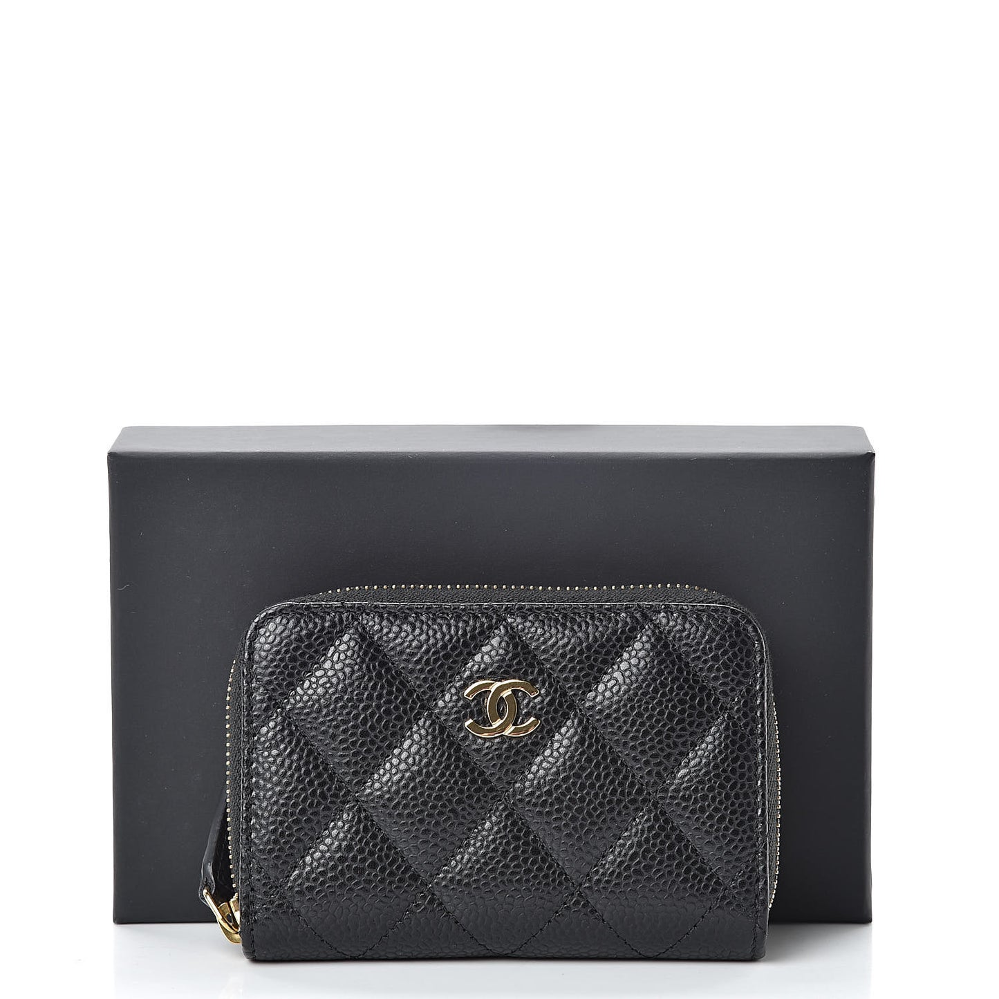 Caviar Quilted Zip Coin Purse Black