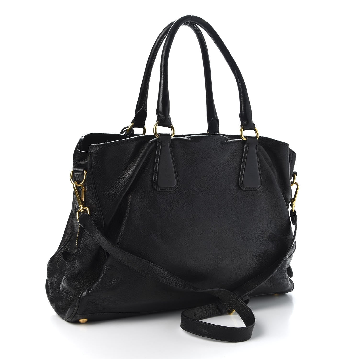 Prada Goatskin Shoulder Bag Black 2 of 9