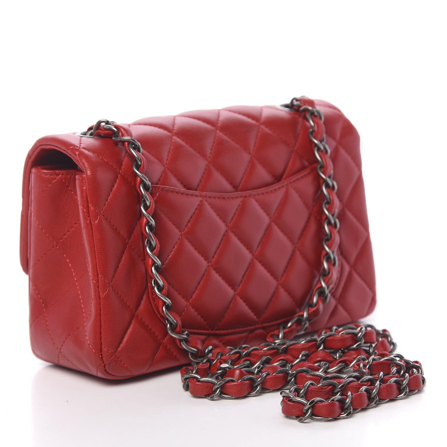 Chanel Lambskin Quilted Mini Rectangular Flap Red 3 of 11