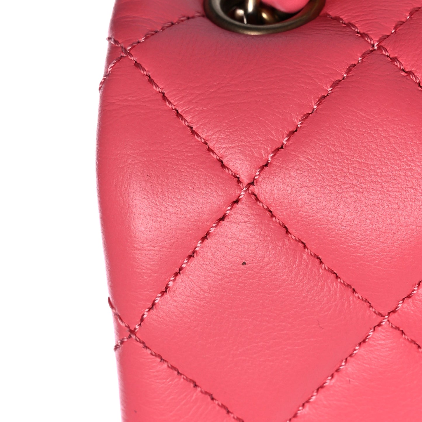 Lambskin Quilted Mini Rectangular Pearl Crush Flap Pink