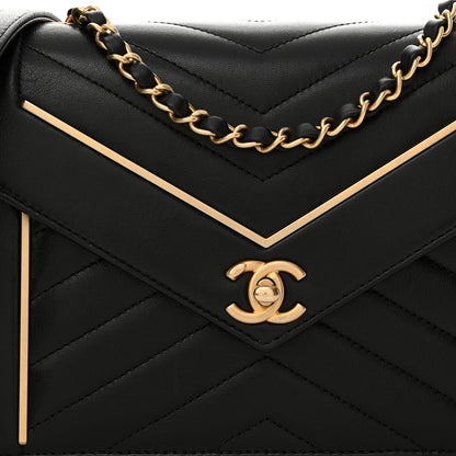 Chanel Lambskin Reversed Chevron Quilted Flap Black 8 of 11