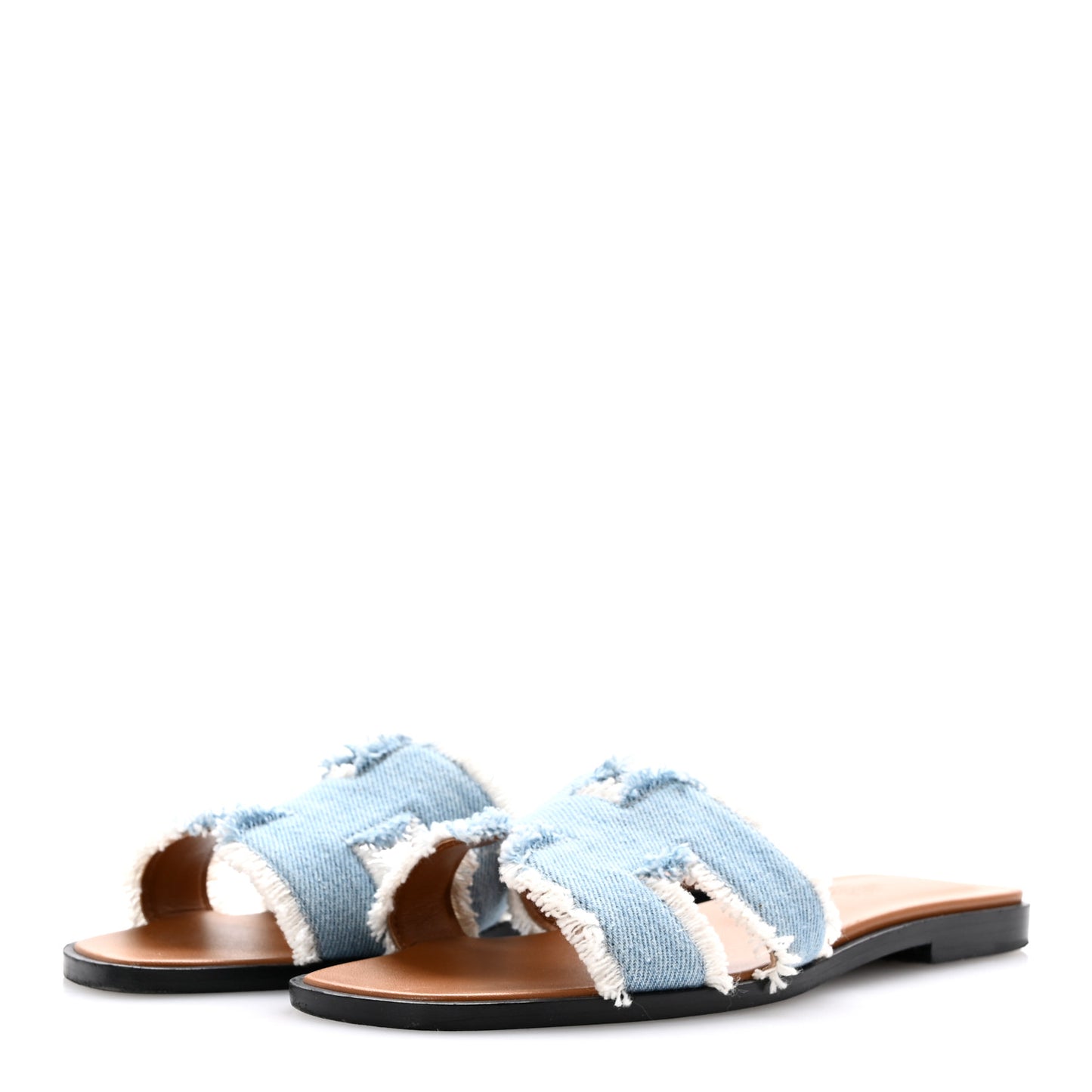 Denim Oran Fringe Sandals 36 Bleu Clair