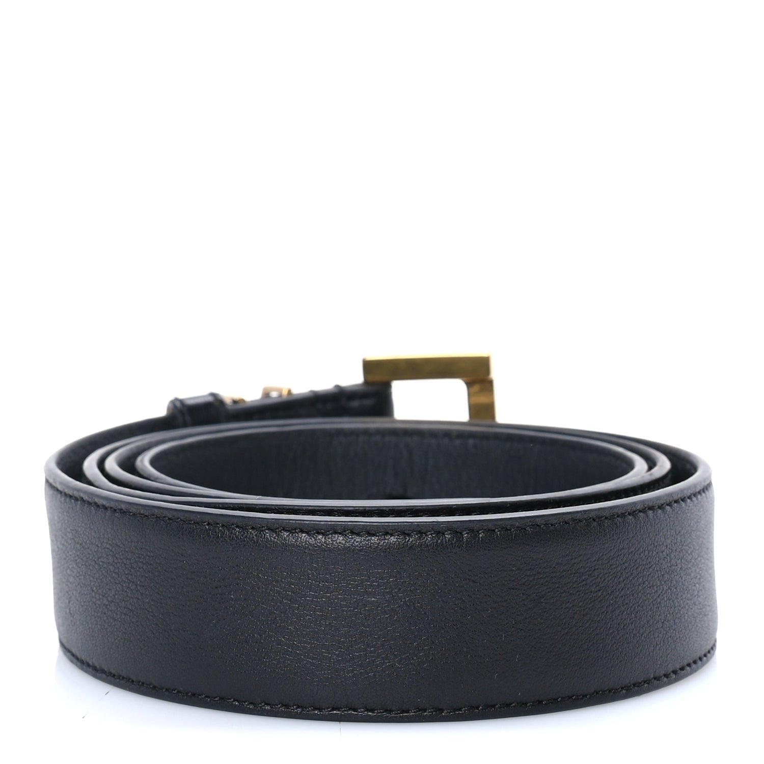 Saint Laurent Smooth Calfskin Monogram Cassandre Extra Thin Square Buckle 85 34  Black 2 of 5