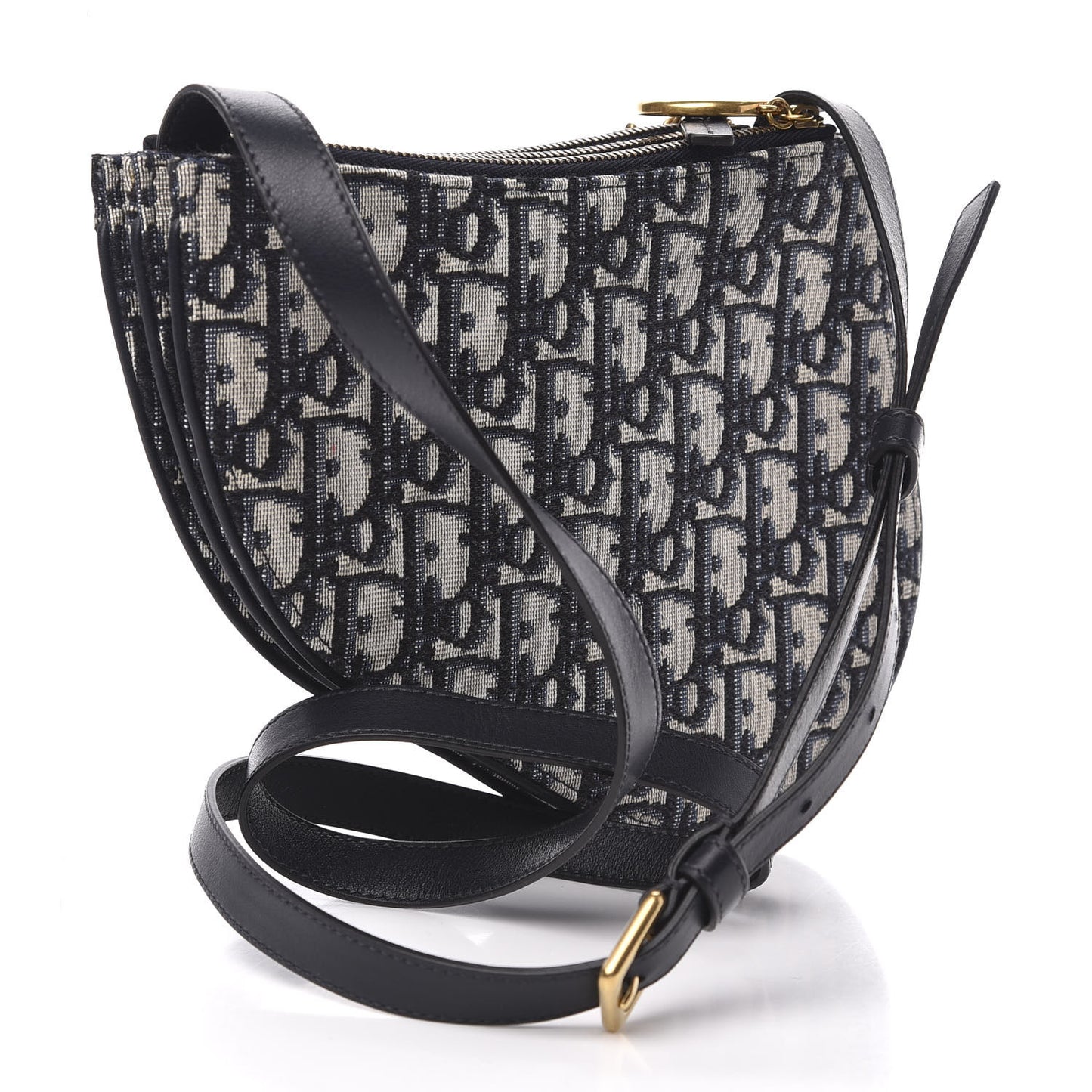 Oblique Saddle Pouch With Strap Navy Blue