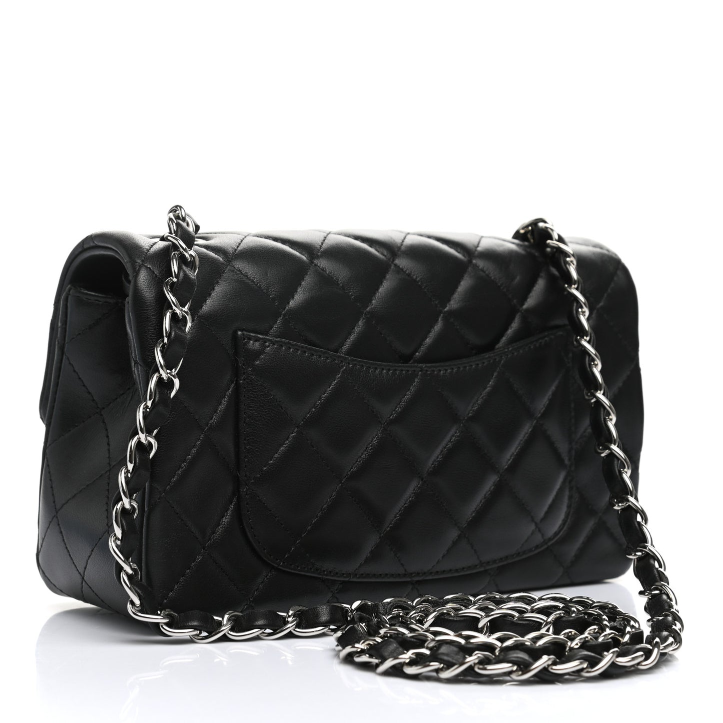 Lambskin Quilted Mini Rectangular Flap Black