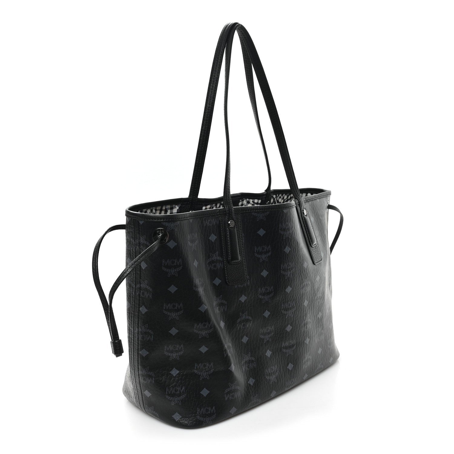 MCM Grained Calfskin Visetos Medium Liz Reversible Shopper Tote Black 3 of 7
