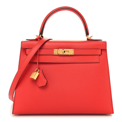 Hermes Epsom Kelly Sellier 28 Rouge Tomate 1 of 10