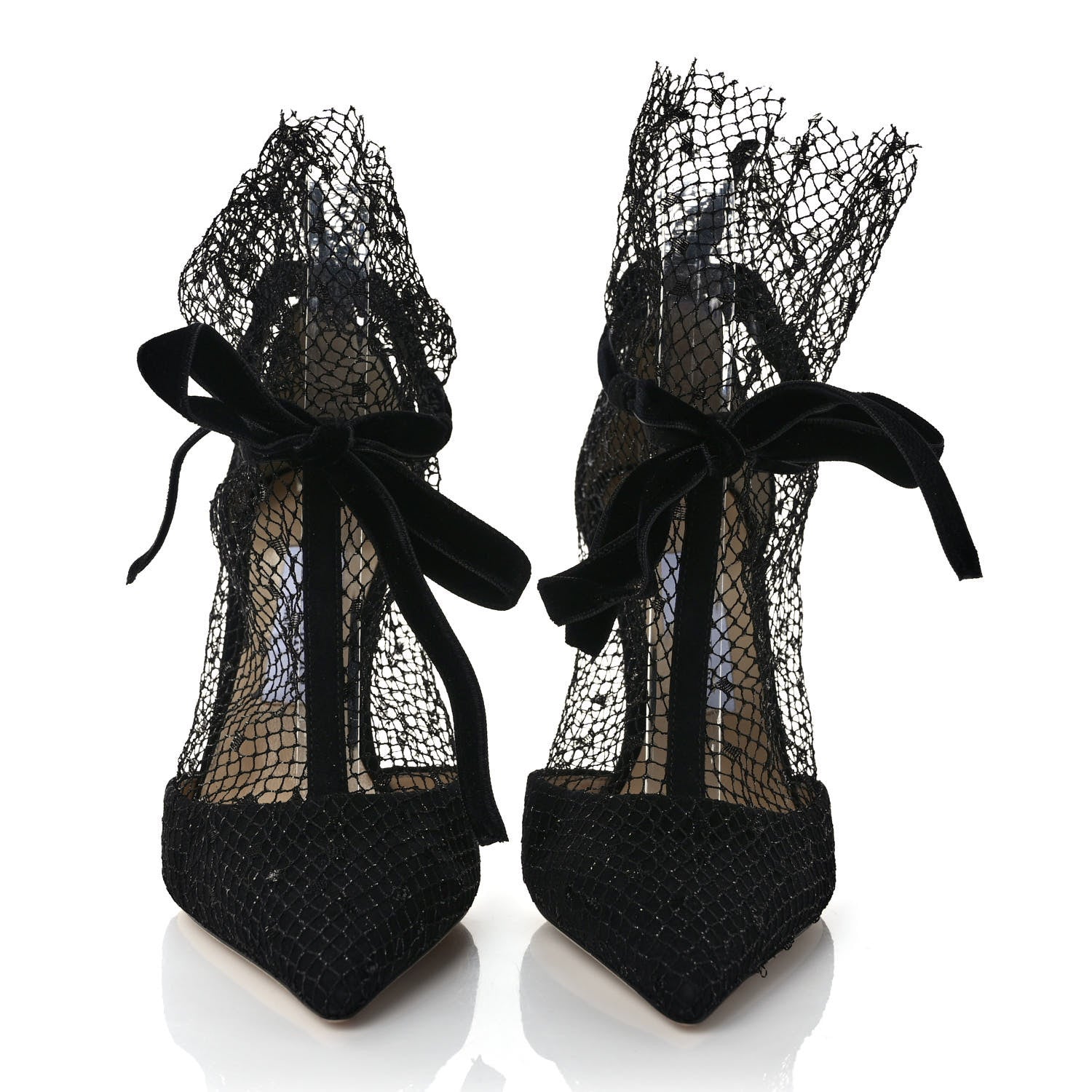 Jimmy Choo Suede Polka Dot Net Fira 100 Pumps 38 Black 2 of 6