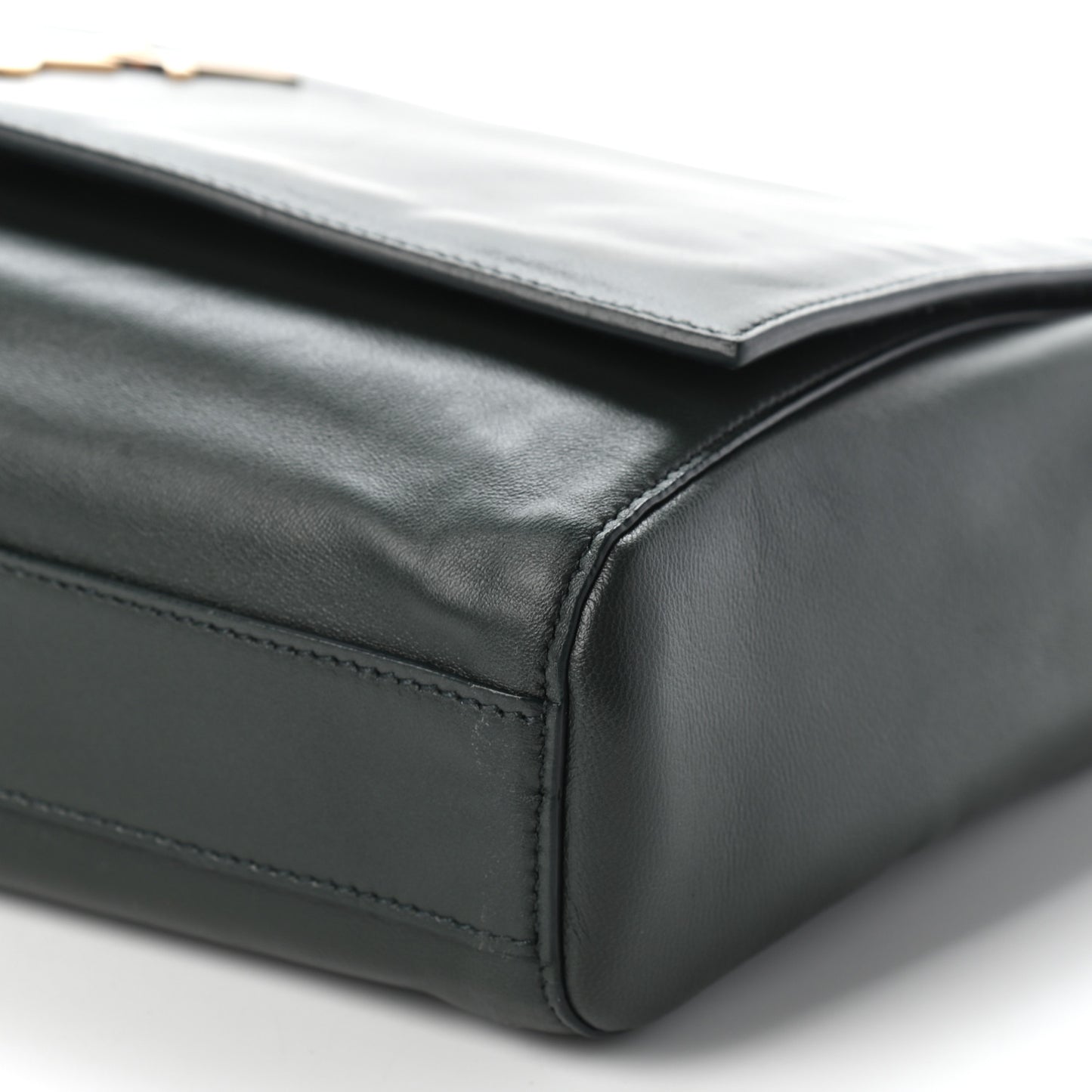 Smooth Calfskin Suede Medium Reversible Monogram Kate Satchel Olive