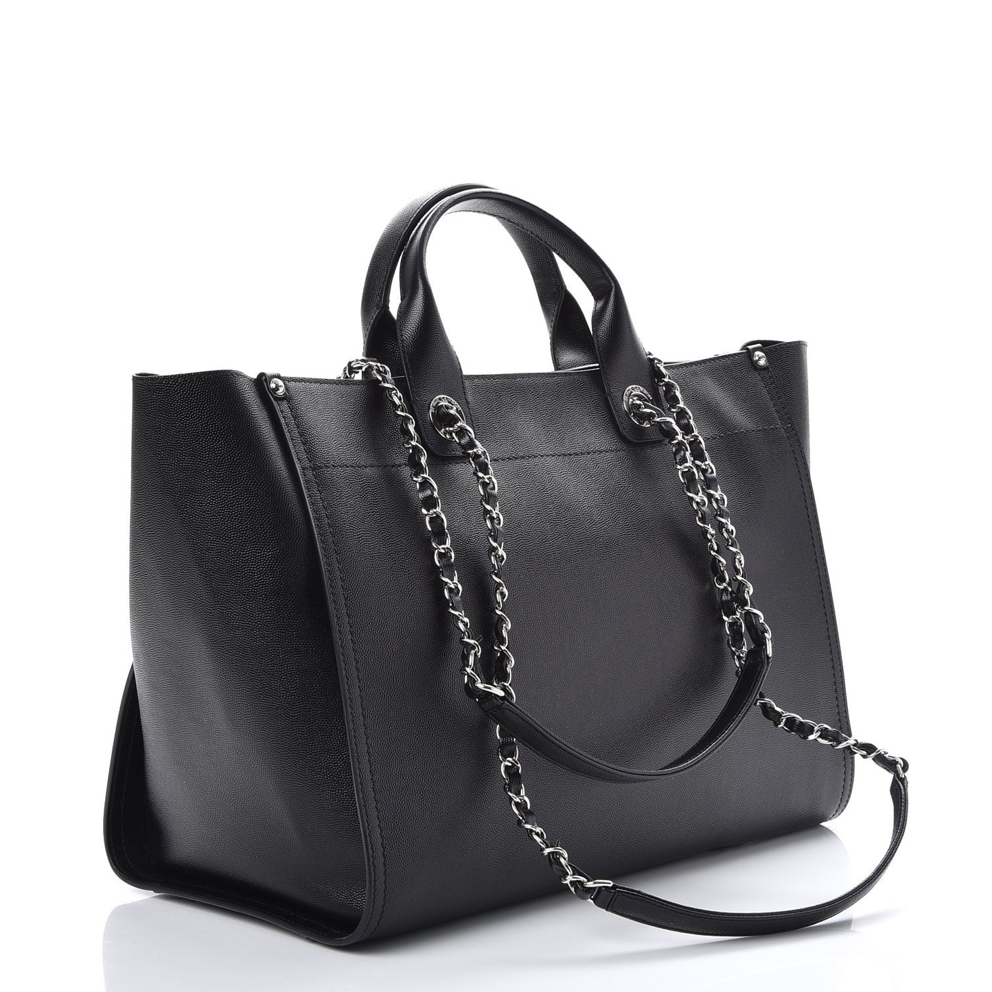 Caviar Medium Studded Deauville Tote Black