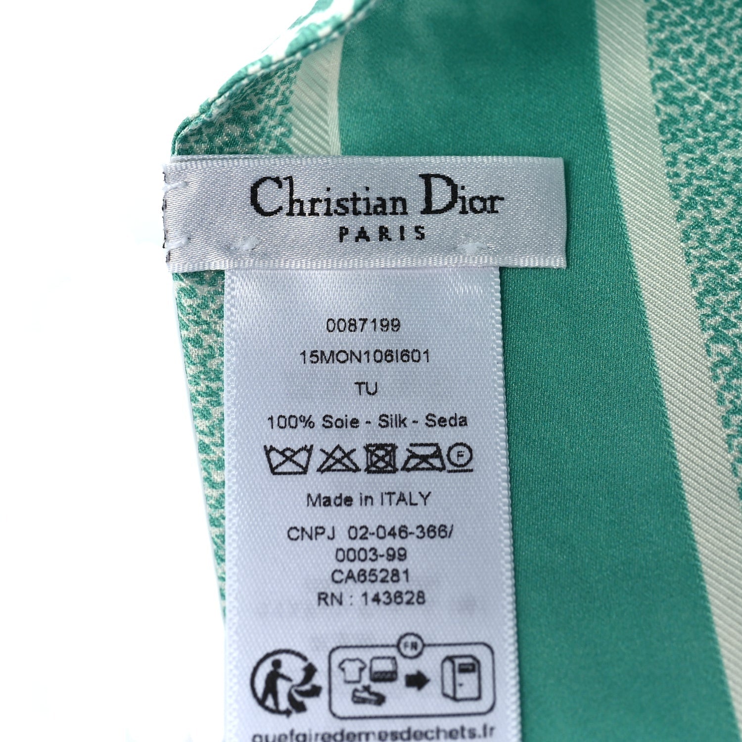 Christian Dior Silk Houndstooth Mitzah Scarf  Green 3 of 3
