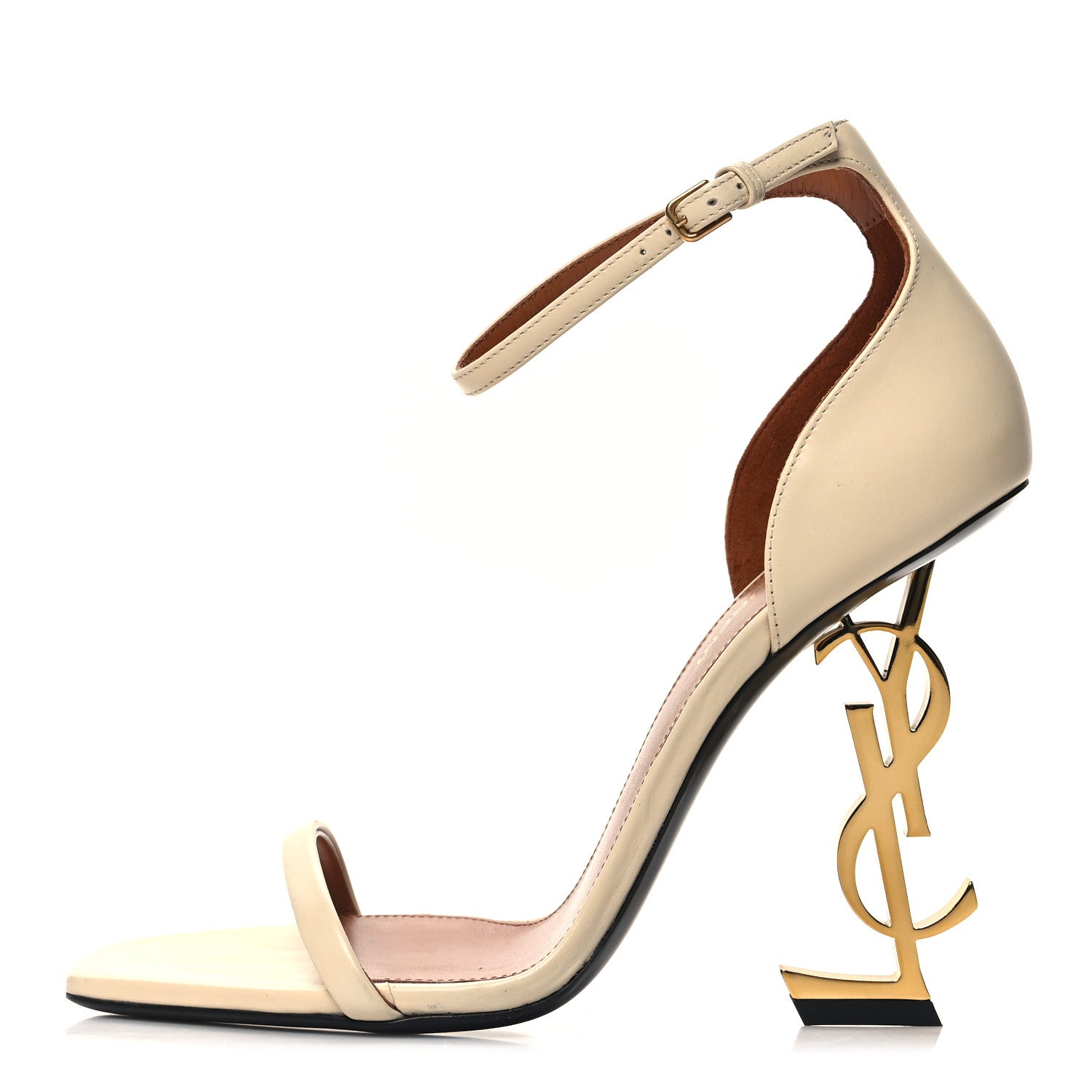 Saint Laurent Patent Calfskin 110 Opyum Sandals 38.5 Real Beige 1 of 14