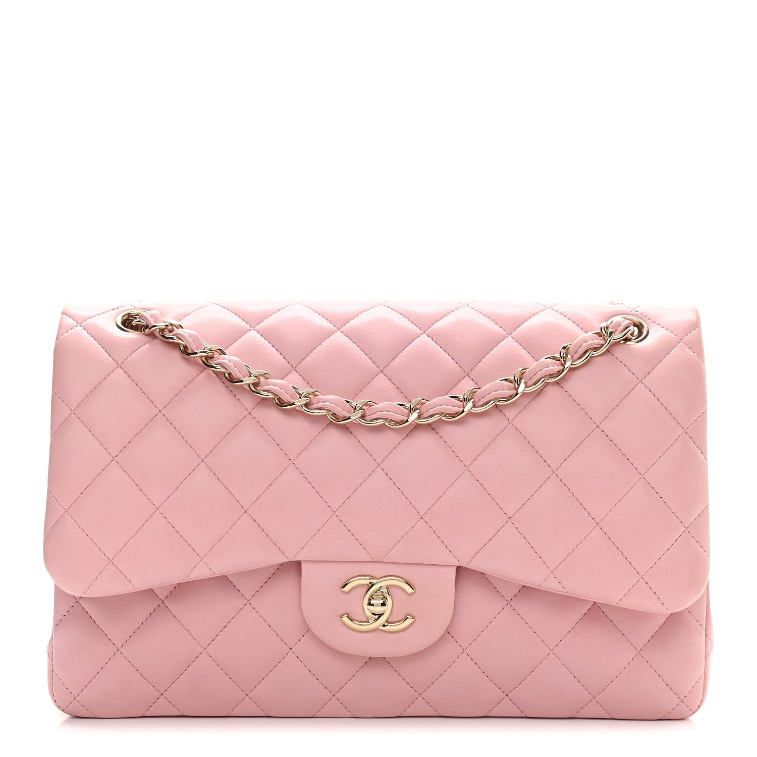 Chanel Lambskin Quilted Jumbo Double Flap Light Pink 1 of 12