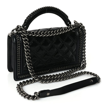 Chanel Goatskin Quilted Medium Boy Top Handle Flap Black 2 of 9