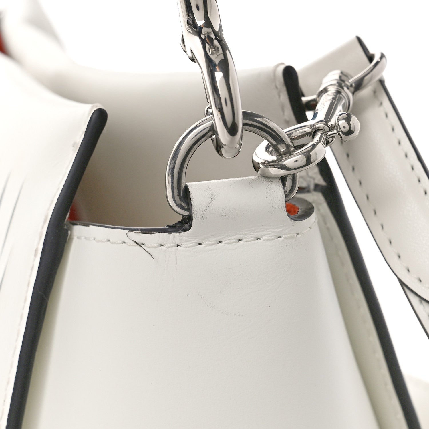 Mulberry Mesh Calfskin Small Iris Tote White Rust 8 of 9