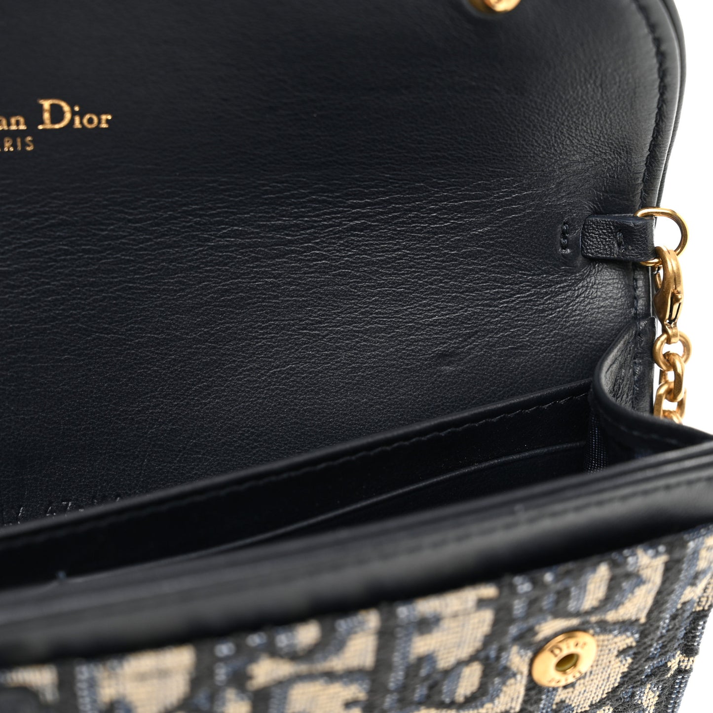 Oblique Saddle Chain Long Wallet Blue