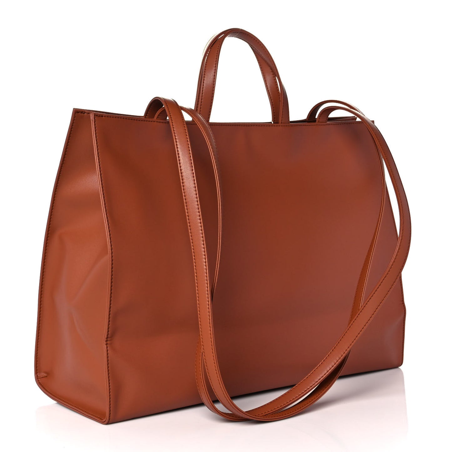 Vegan Leather Large Shopping Bag Tan