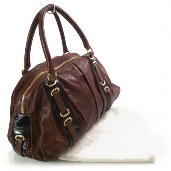Marc Jacobs Leather Striping Bowler Tote Bag Chestnut 3 of 12