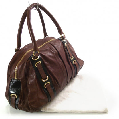 Marc Jacobs Leather Striping Bowler Tote Bag Chestnut 3 of 12
