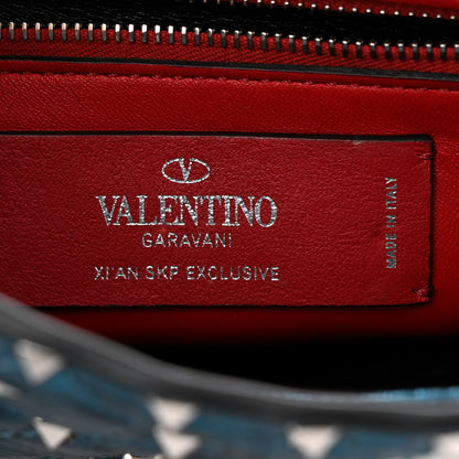 Valentino Garavani Metallic Wrinkled Lambskin Star Medium Rockstud Spike Shoulder Bag Peacock 6 of 10