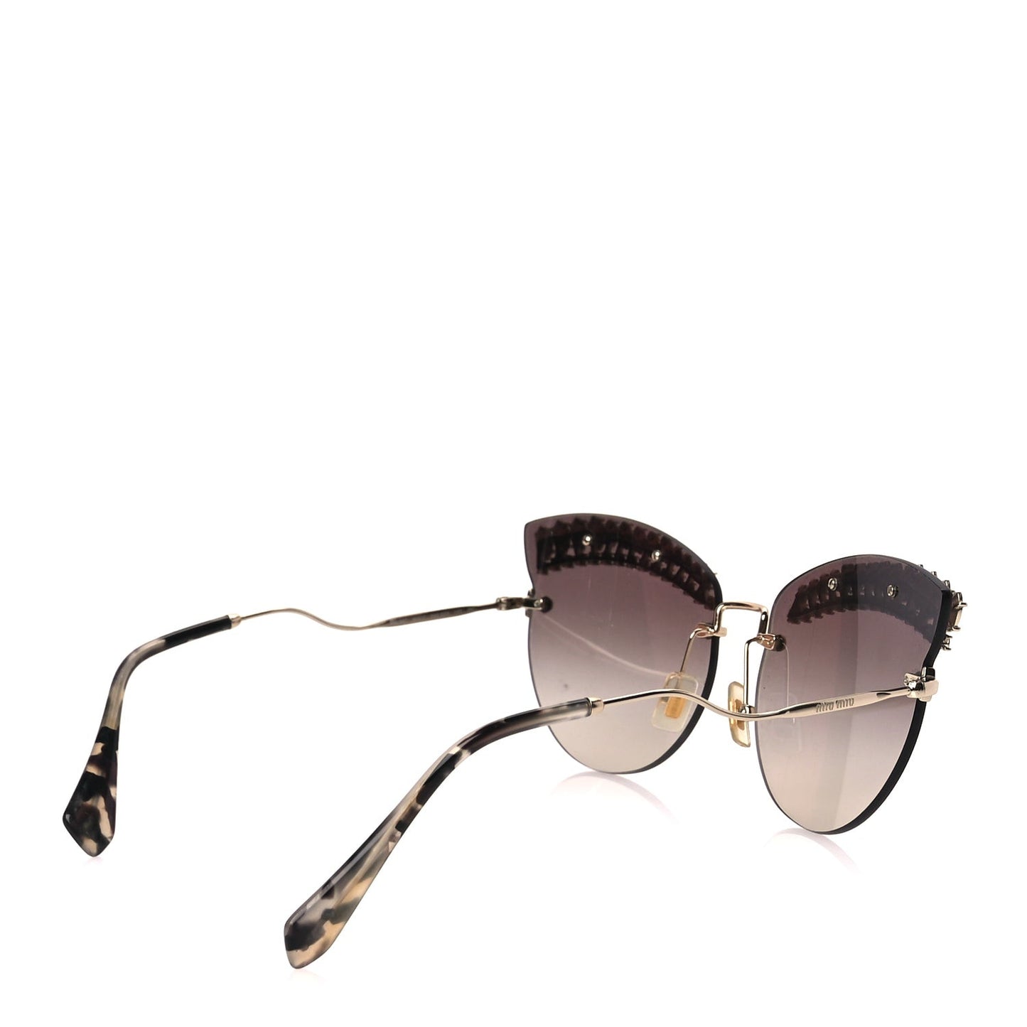 Metal Crystal Cat Eye Sunglasses SMU58T Gold Grey