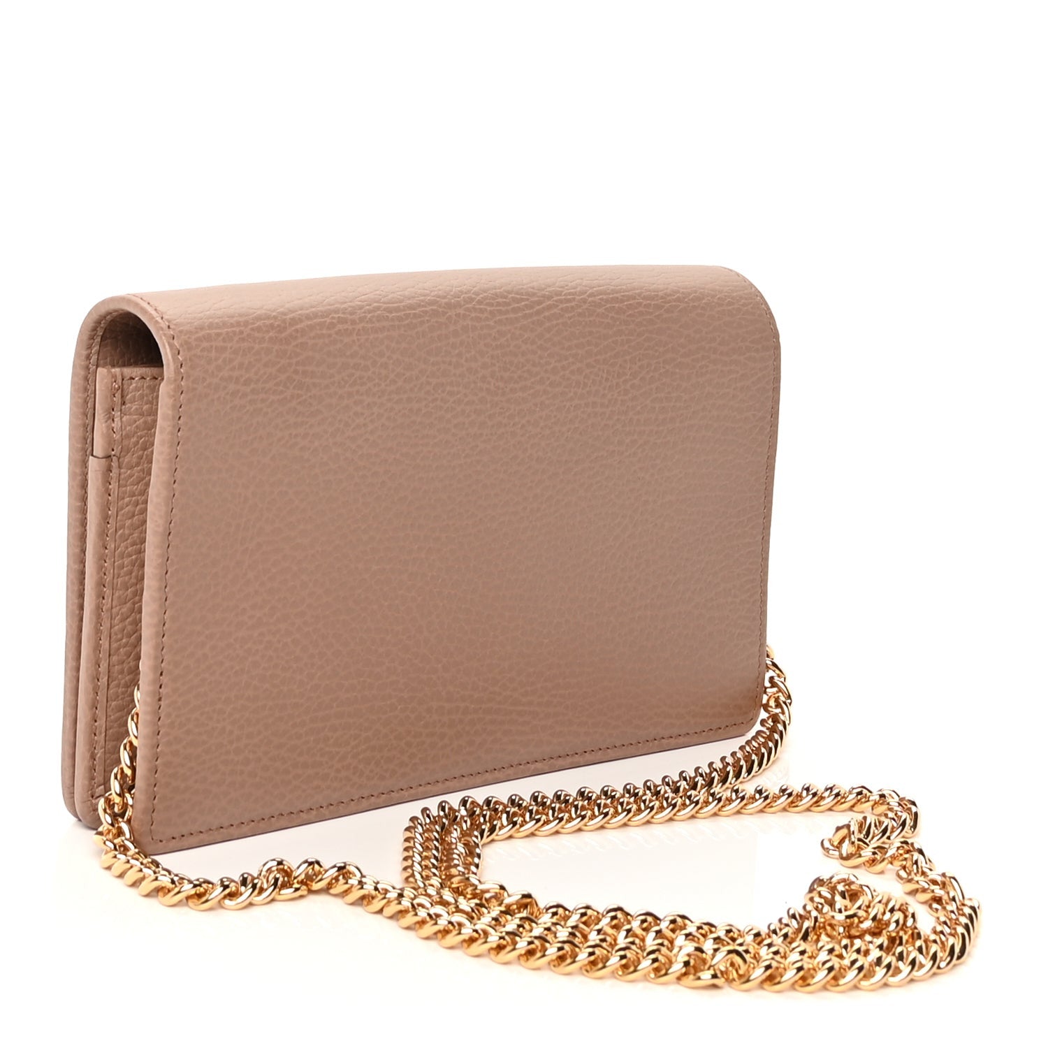 Gucci Calfskin Mini GG Marmont Chain Wallet  Porcelain Rose 2 of 8
