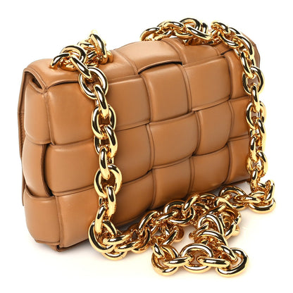Bottega Veneta Lambskin Maxi Intreccio Padded Chain Cassette Crossbody Bag  Caramel 2 of 8