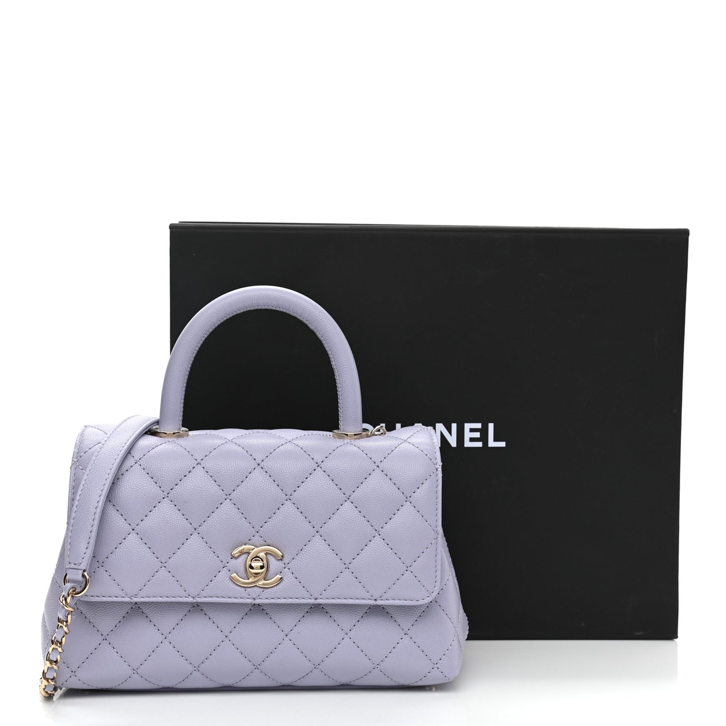 Caviar Quilted Mini Coco Handle Flap Light Purple