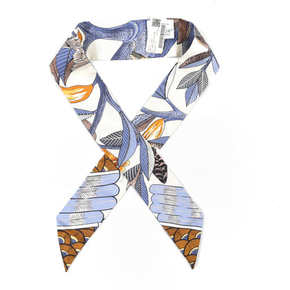 Hermes Silk Tree Of Song Twilly Creme Mauve Ocre 1 of 4