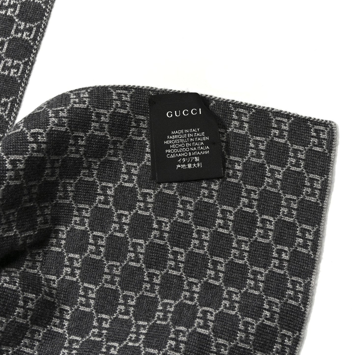 Wool Tricot GG Monogram Web New Lunicart Scarf Medium Grey