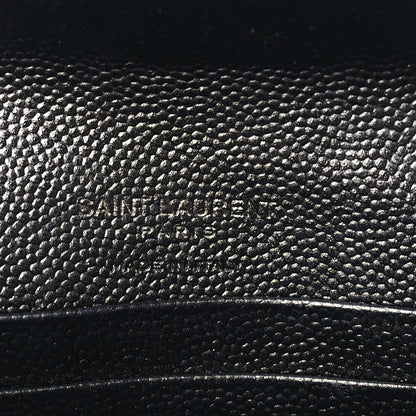 Saint Laurent Grain De Poudre Matelasse Chevron Small Monogram Envelope Wallet Black 7 of 7