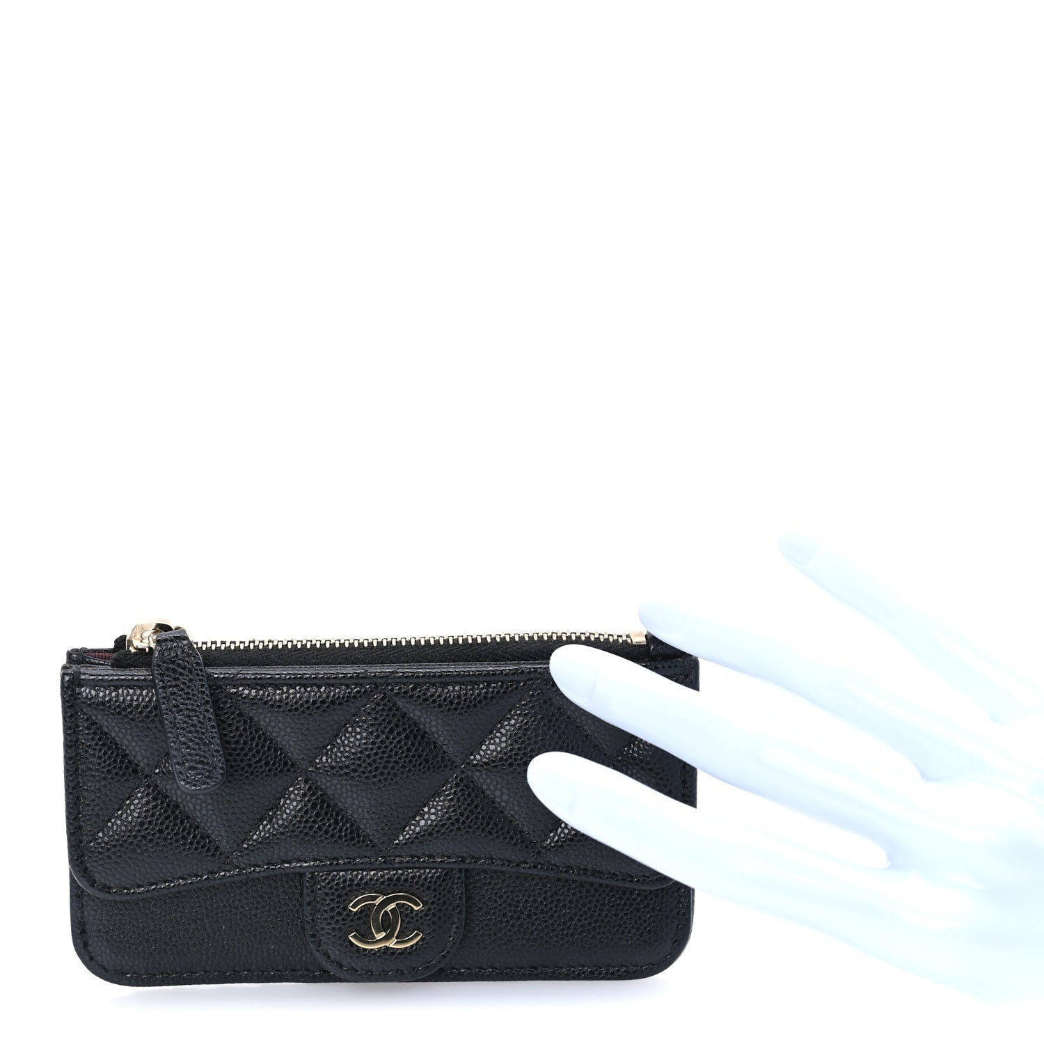 Chanel Caviar Quilted Flap Zip Card Holder Black 4 of 9