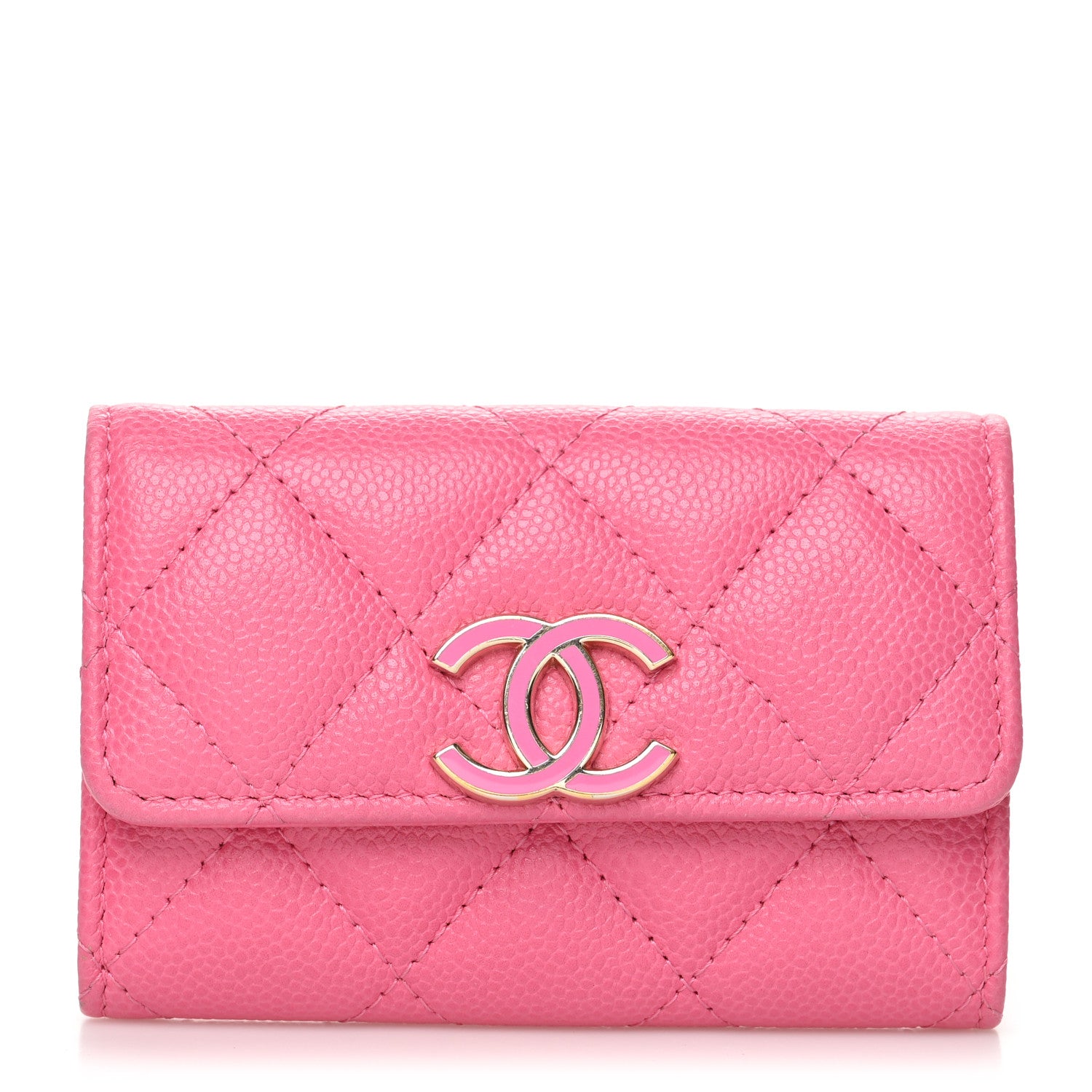 Chanel Caviar Quilted Flap Card Holder Pink 1 of 11