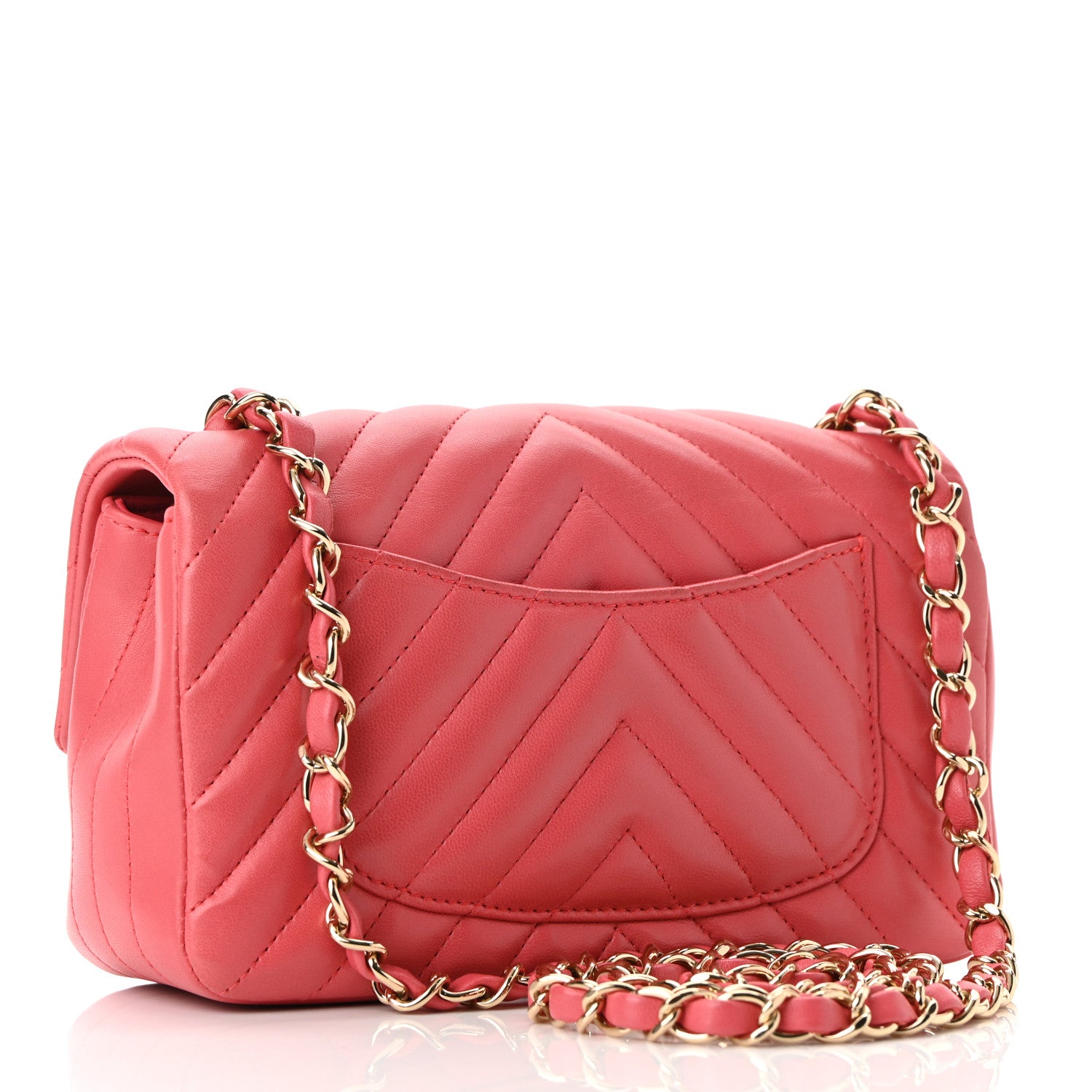 Chanel Lambskin Chevron Quilted Mini Rectangular Flap Pink 3 of 10