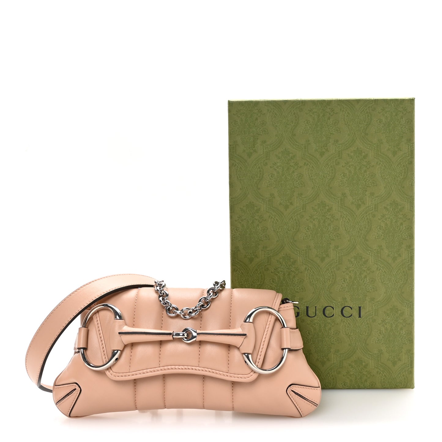 Nappa Vertical Matelasse Small Maxi Horsebit Chain Shoulder Bag Beige