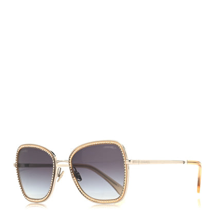 Chanel Square Frame Sequin Sunglasses 4277-B Silver Brown 1 of 6