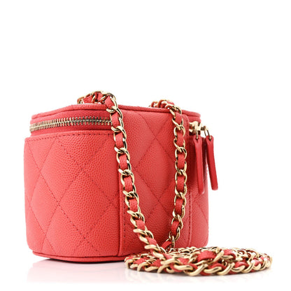 Chanel Caviar Quilted Mini Vanity Case With Chain Red 3 of 7