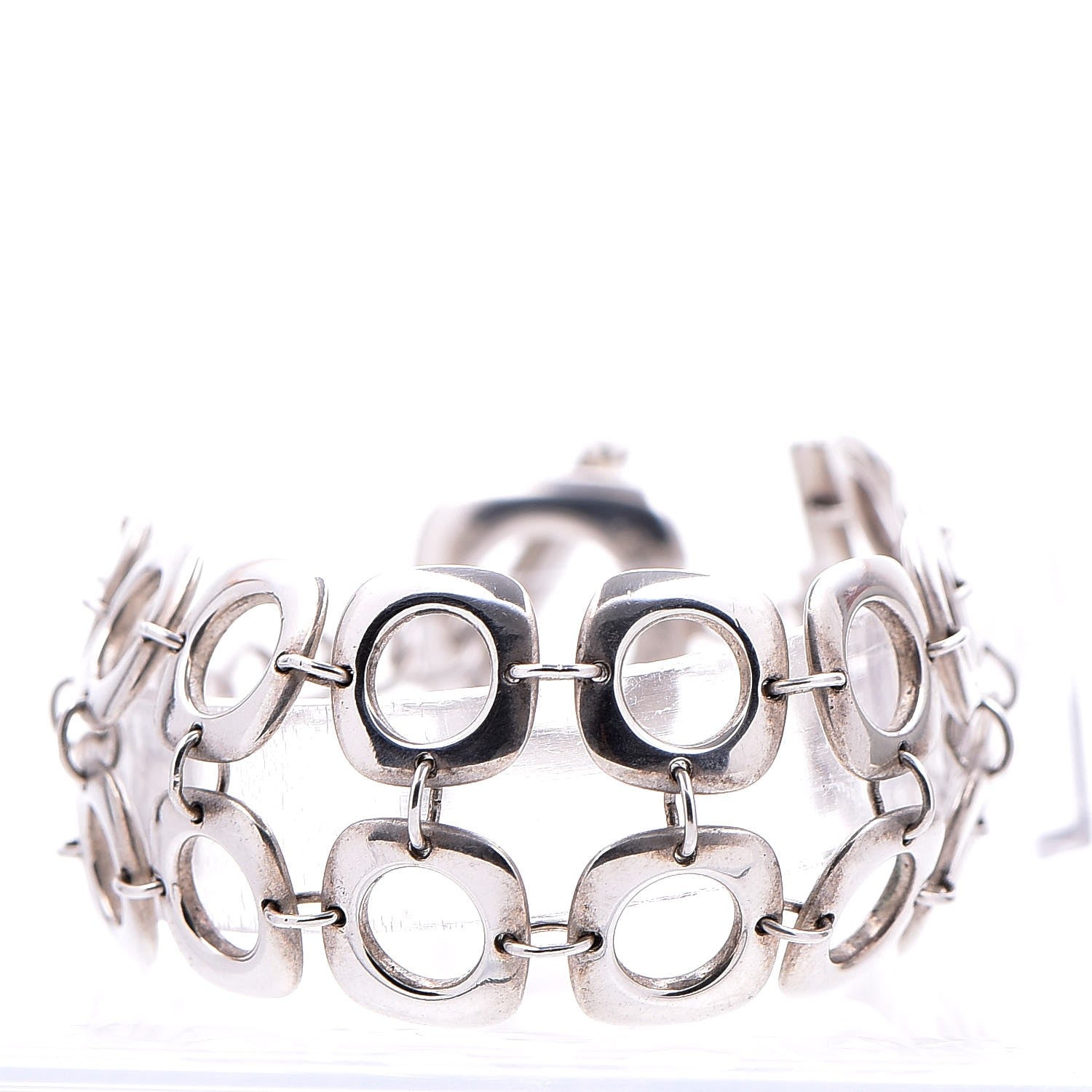 Tiffany Sterling Silver Double Cushion Square Link Toggle Bracelet 1 of 5