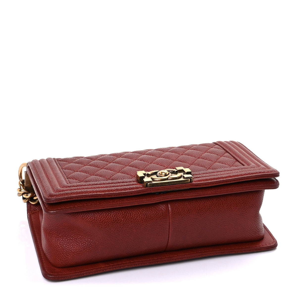 Caviar Quilted Medium Boy Flap Dark Red