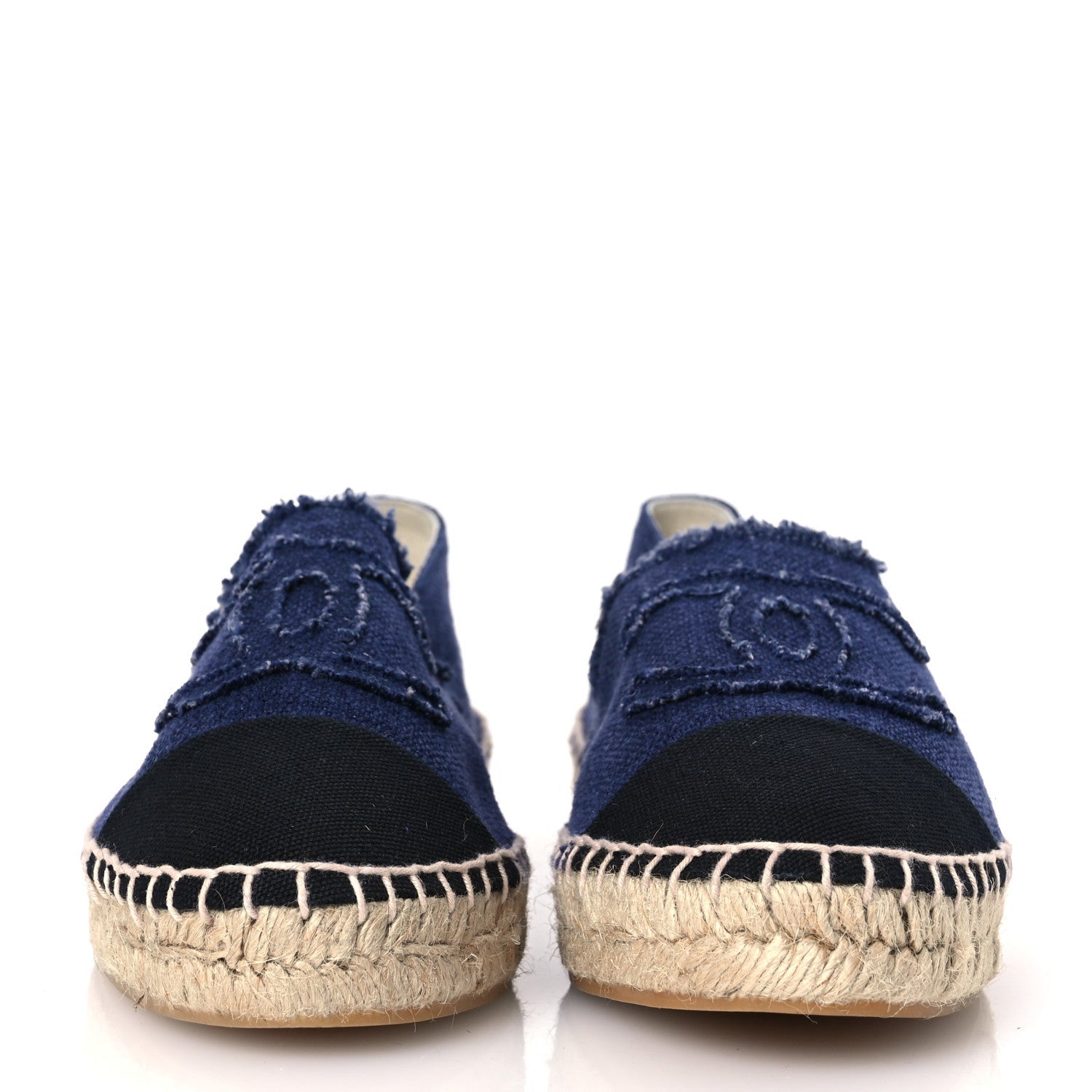 Chanel Denim Toile CC Espadrilles 40 Navy Black 3 of 7