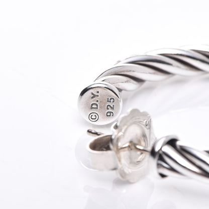 David Yurman Sterling Silver Diamond Cable Classics Hoop Earrings 4 of 5