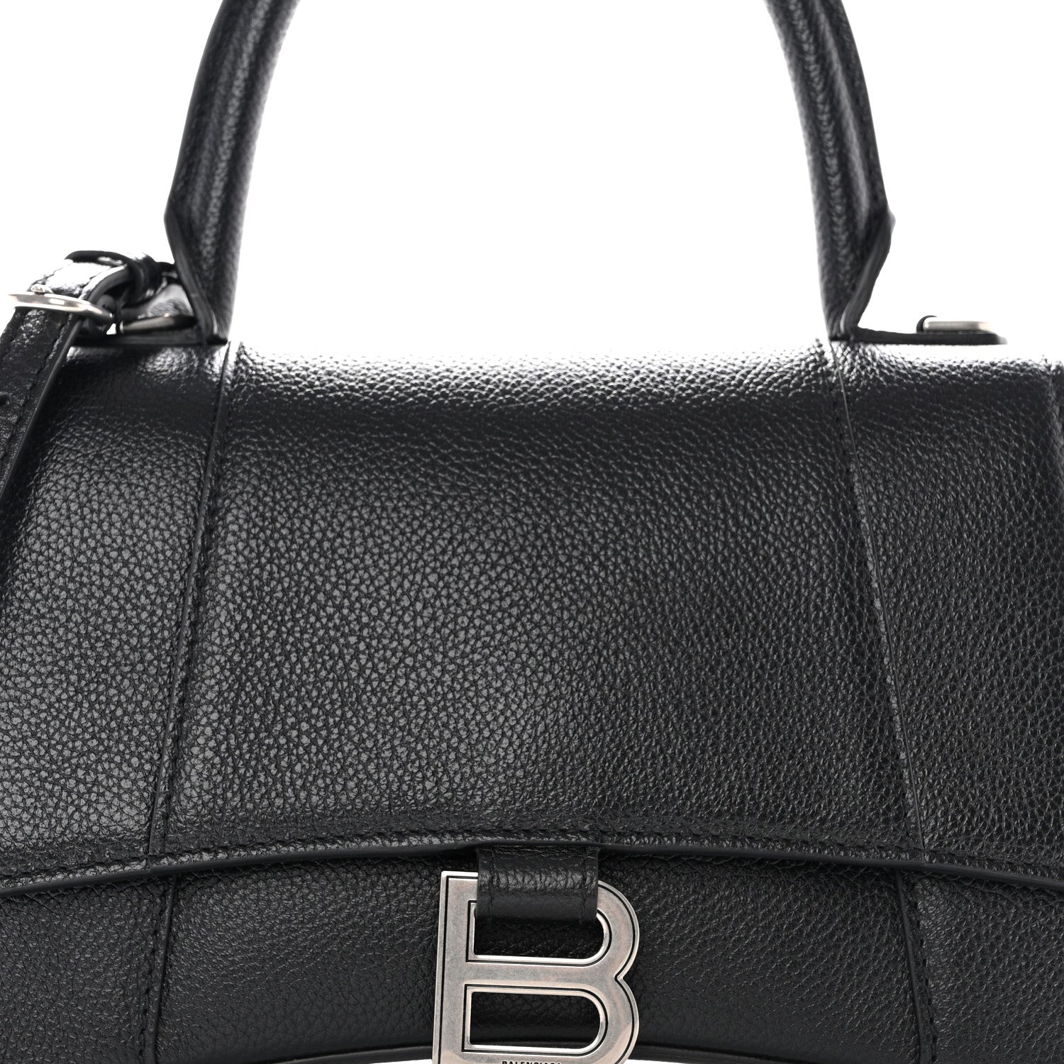 Balenciaga Grained Calfskin Small Hourglass Top Handle Bag Black 8 of 10