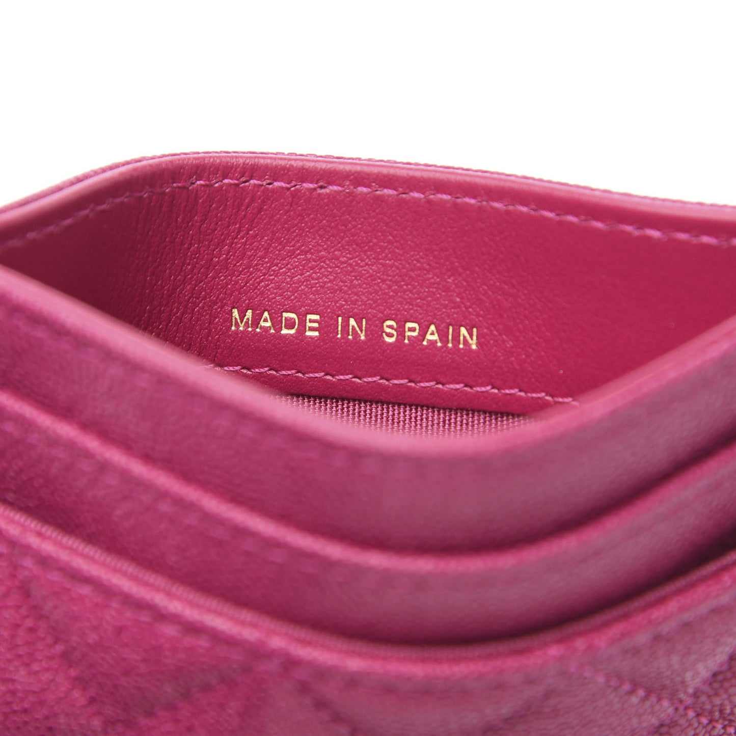 Caviar Quilted Boy Card Holder Fuchsia