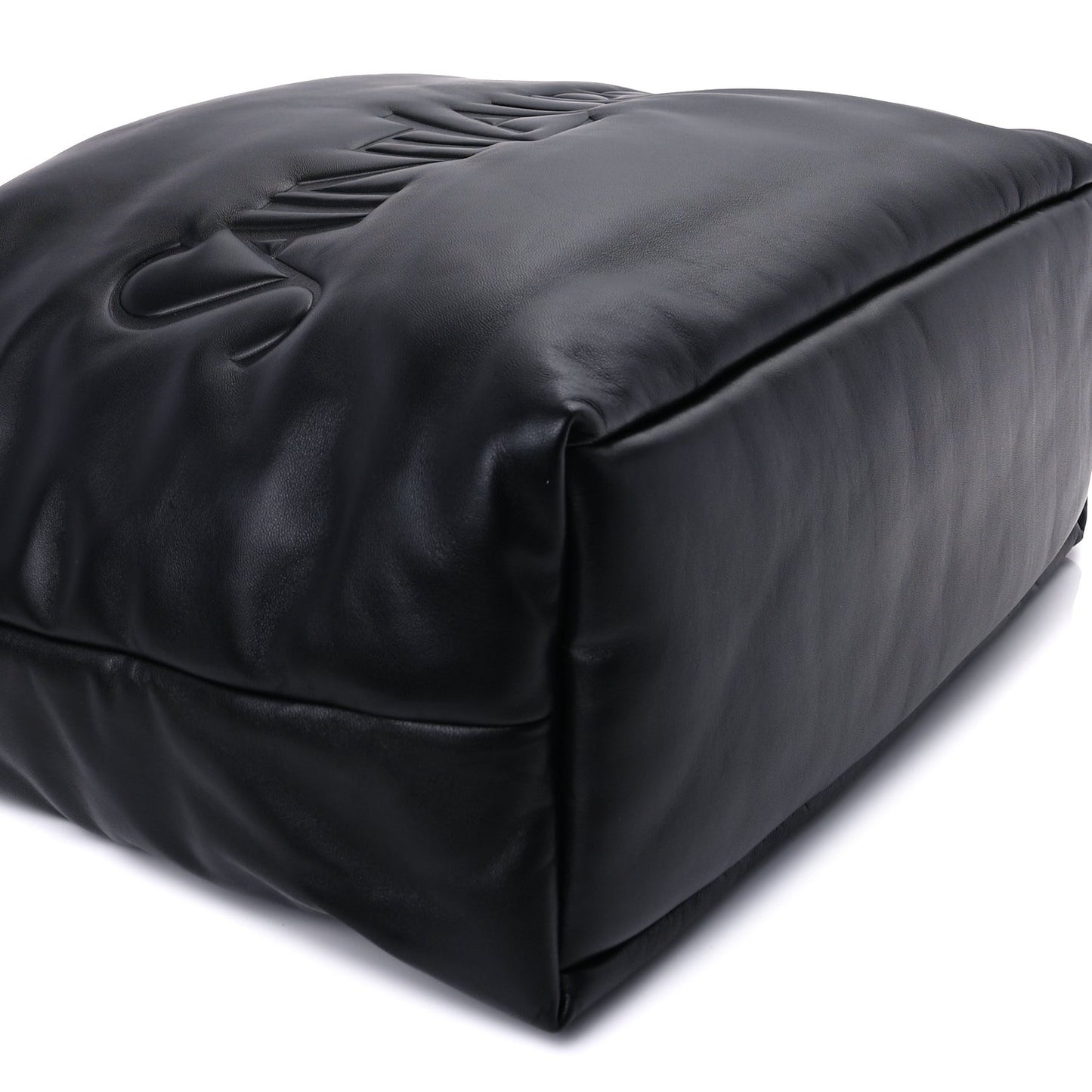 Lambskin Wide Puffer Tote  Black
