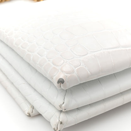 Balenciaga Shiny Extra Supple Calfskin Crocodile Embossed Small Triplet Bag Optic White 18 of 19