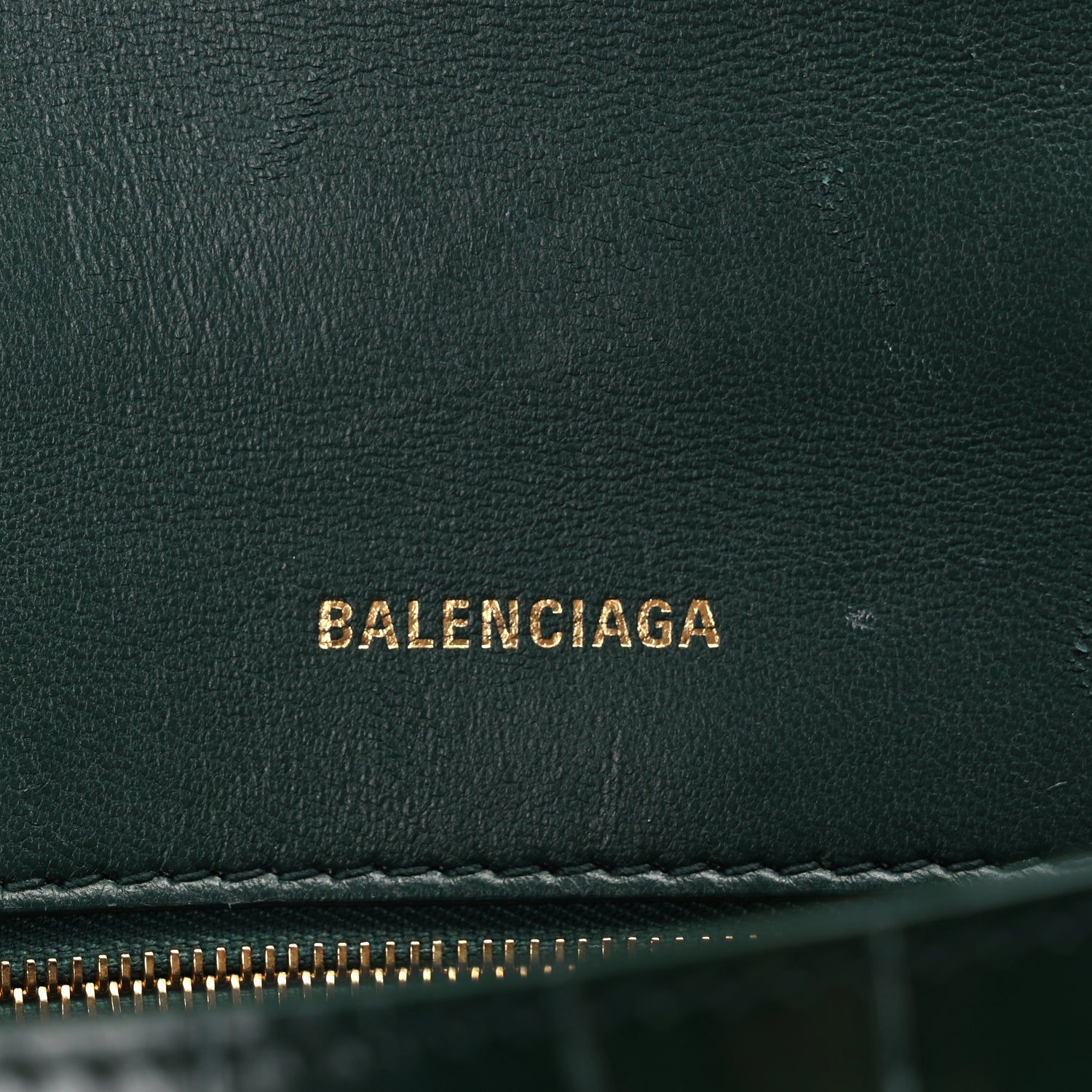 Balenciaga Shiny Calfskin Crocodile Embossed Small Hourglass Top Handle Bag Forest Green 5 of 8