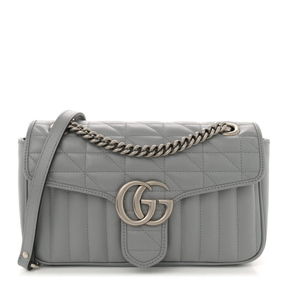 Gucci Calfskin Matelasse Aria Small GG Marmont Shoulder Bag Deep Grey 1 of 7