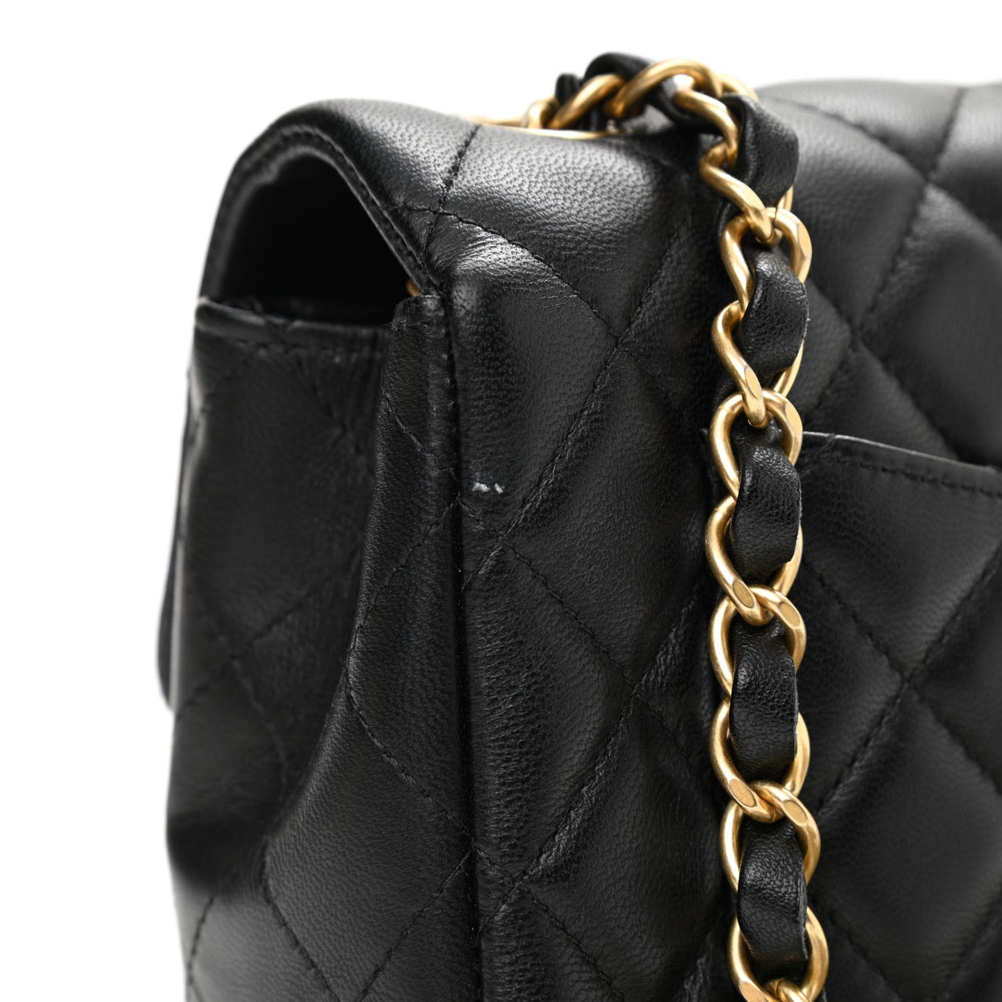 Lambskin Quilted Mini Rectangular Flap Black