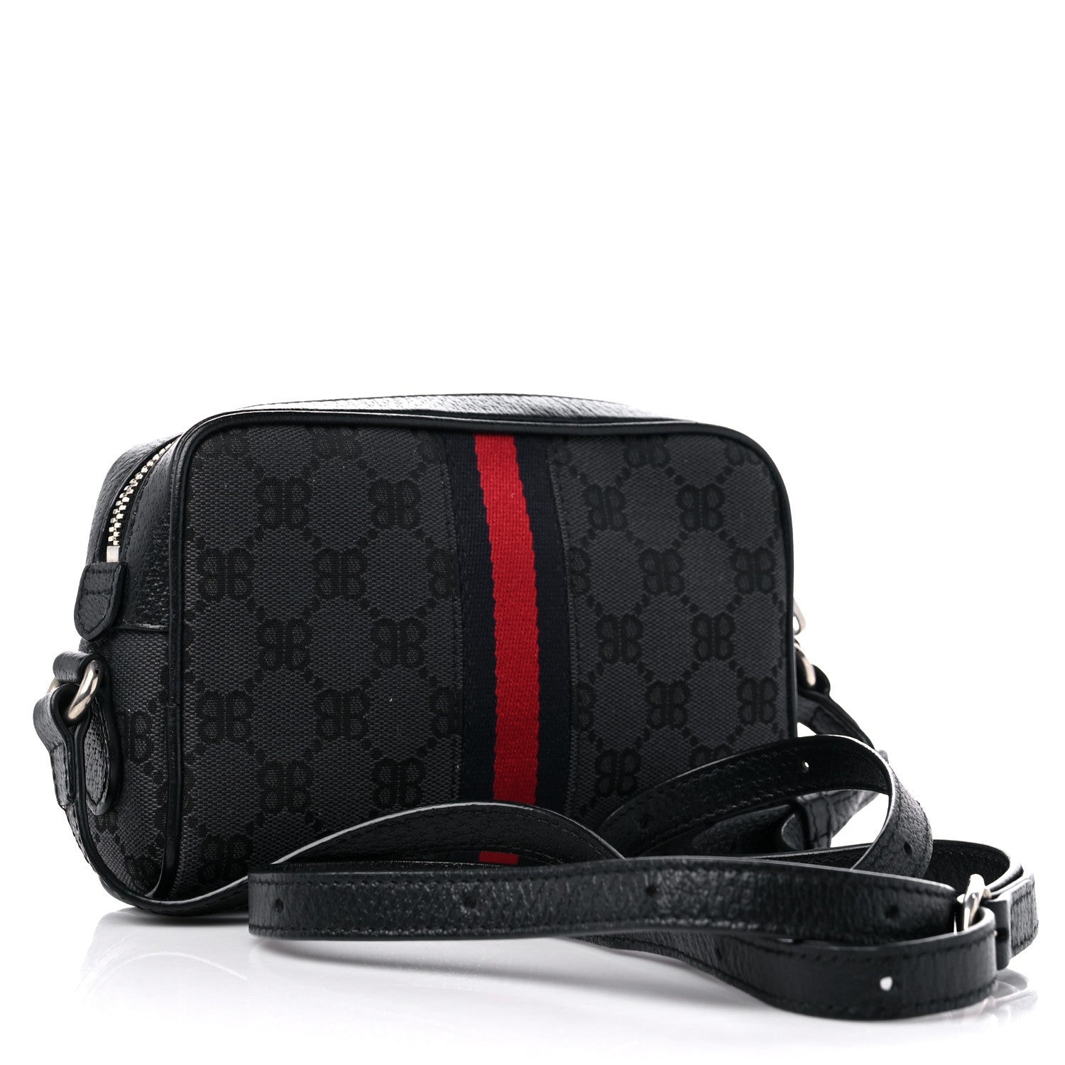 Gucci X BALENCIAGA BB Monogram Web Mini Ophidia Shoulder Bag Black 3 of 7